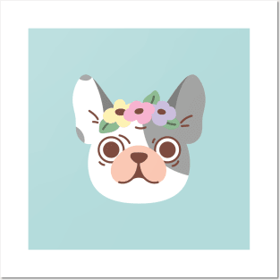 French bulldog and flowers Posters and Art